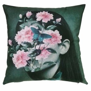 Throw pillow cover floral face abstract print